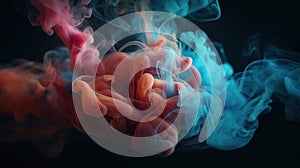 Color smoke abstract background. Cold hot. Ice fire flame