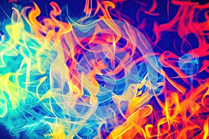 color smoke abstract background cold hot ice fire flame defocused blue red contrast paint splash