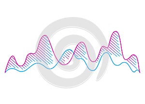 Color sound wave. Audio digital equalizer technology, musical pulse vector Illustration. Voice line waveform or volume