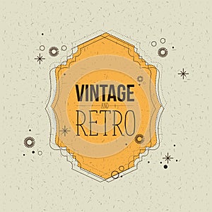 Color sparks background with yellow ornament label vintage and retro text