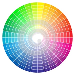 Color spectrum abstract wheel, colorful diagram background. Color wheel isolated on white background.