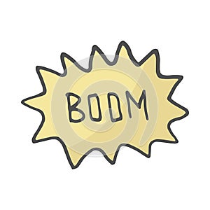 Color Speech Bubble Boom. Comic book explosion. hand draw vector illustration. Doodle