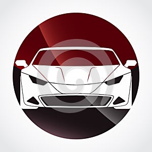 Color sport car shiny circle logo design