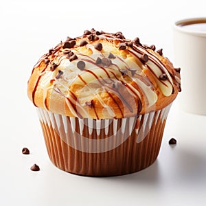 Color-streaked Muffin With Chocolate Spread - Ultra Realistic 4k Hd photo