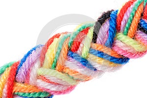 The color strings of a yarn connected in plait
