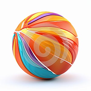 Colorful 3d Basketball Ball Illustration On White Background