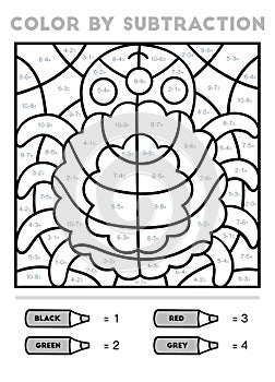 Color by subtraction, education game for kids, Spider