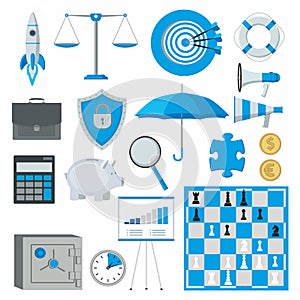 Color symbols of marketing and finance. Blu and gray colors