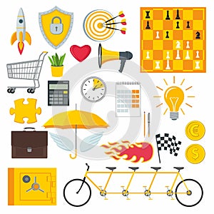 Color symbols of marketing and finance. Yellow and gray colors