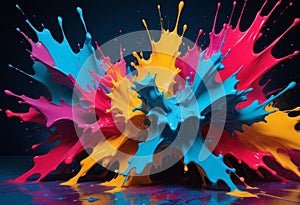 Color Symphony: Dynamic Abstract Paint Splash Explosion photo