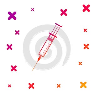 Color Syringe icon isolated on white background. Syringe sign for vaccine, vaccination, injection, flu shot. Medical