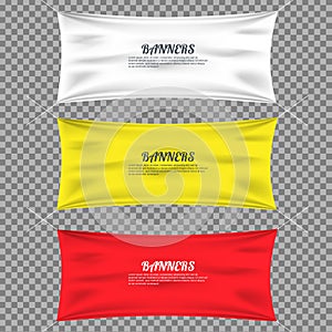 Color textile banners with folds template set