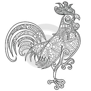 Color Therapy: An Anti-Stress Coloring Book. Rooster. photo