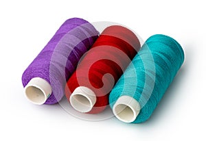 Color thread spool isolated on white background