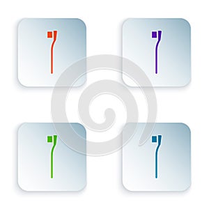 Color Toothbrush icon isolated on white background. Set colorful icons in square buttons. Vector Illustration