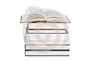 Color tower books with open one