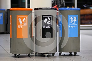 Color trash cans for garbage separation