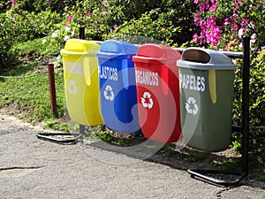 Color trash cans for garbage separation