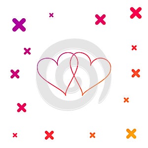 Color Two Linked Hearts icon on white background. Heart two love sign. Romantic symbol linked, join, passion and wedding