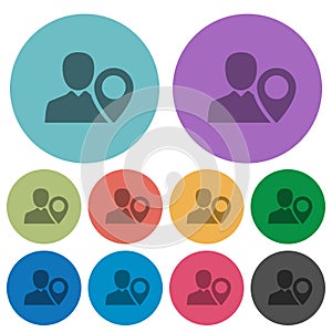 Color user location flat icon set on round background