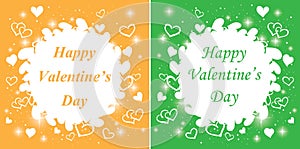 Color valentine`s cards with hearts and sparks - vector backgrounds