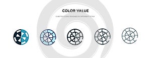 Color value icon in different style vector illustration. two colored and black color value vector icons designed in filled,