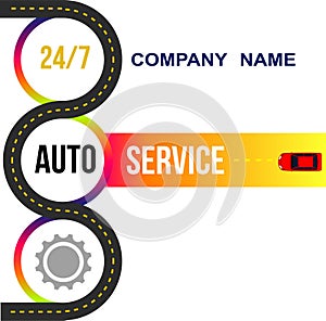 Color vector background autoservice on white background. Color vector illustration.