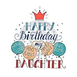 Color vector birthday card for daughter.