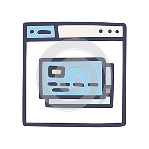 color vector doodle simple icon payment by card