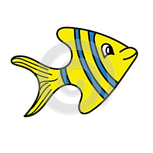 Color vector element, drawing of a marine inhabitant, cute little fish
