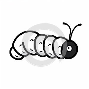 Color Vector Icon Of Black And White Caterworm - Minimalist Cartooning
