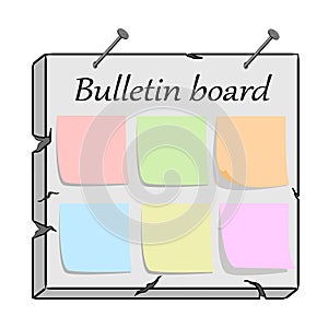 Color vector illustration of a bulletin board.