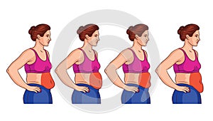 Four types of belly in women. photo