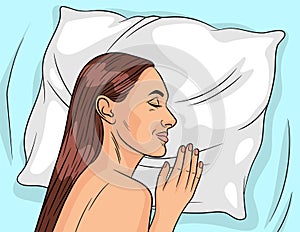 Color vector illustration of a woman sleeping