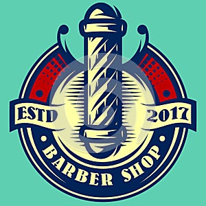 Color vector image with a retro style template for a barbershop