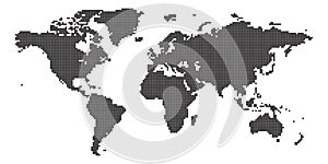 Color vector map of the world. Dots map is black. White background isolated.