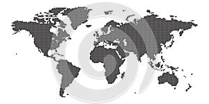 Color vector map of the world. Dots map is gray. White background isolated.