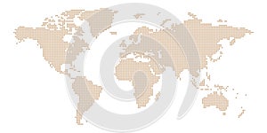 Color vector map of the world. Dots map is light brown.