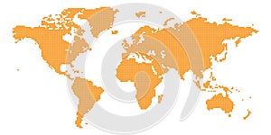 Color vector map of the world. Dots map is orange.