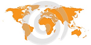 Color vector map of the world. Dots map is orange.