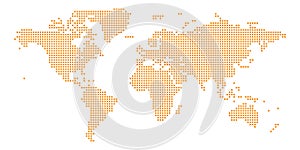 Color vector map of the world. Dots map is orange.