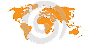 Color vector map of the world. Dots map is orange.