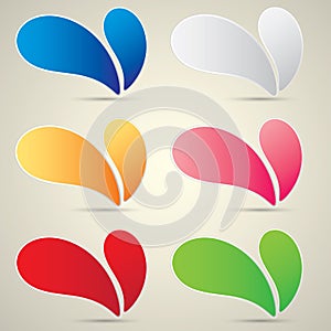 Color vector paper speech bubble set.