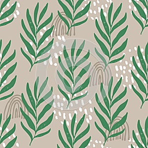 Color vector pattern with palm dypsis leaves. Seamless summer palm dypsis tropical design. Vector dypsis lutescens seamless