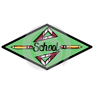 Color vintage back to school emblem