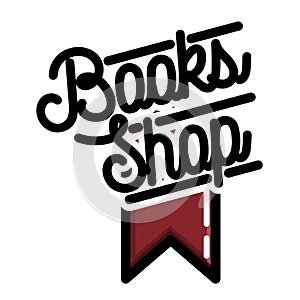 Color vintage books shop emblem