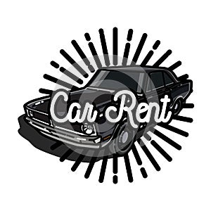 Color vintage car rent emblem