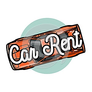 Color vintage car rent emblem