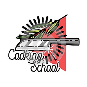 Color vintage cooking school emblem