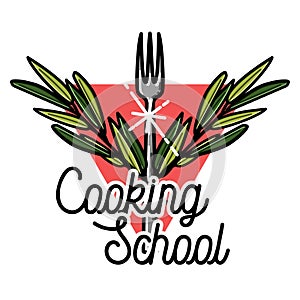 Color vintage cooking school emblem